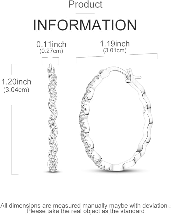 NARMO 925 Sterling Silver Hoop Earrings for Women Hypoallergenic Lightweight Simple Huggie Hoop Earrings Twisted Hoop Earrings Colorful Cubic Zirconia Hoop Earrings Rainbow Hoop Earrings