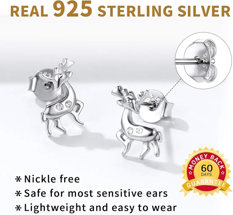 ChicSilver Hypoallergenic 925 Sterling Silver Cute Animal Earrings for Women Lovely Cat/Hedgehog/Turtle Stud Earrings for Sensitive Ears(with Gift Box)