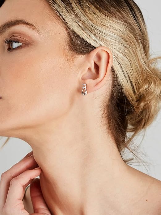 SILVERCUTE Cat Earrings for Women Girls 925 Sterling Silver Hypoallergenic Lovely Animal Stud Earrings Cat Lovers Gift