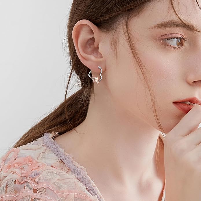 YFN Animal Earrings Sterling Silver Animal Heart Hoop Dangle Earrings Cute Jewelry Gifts for Women