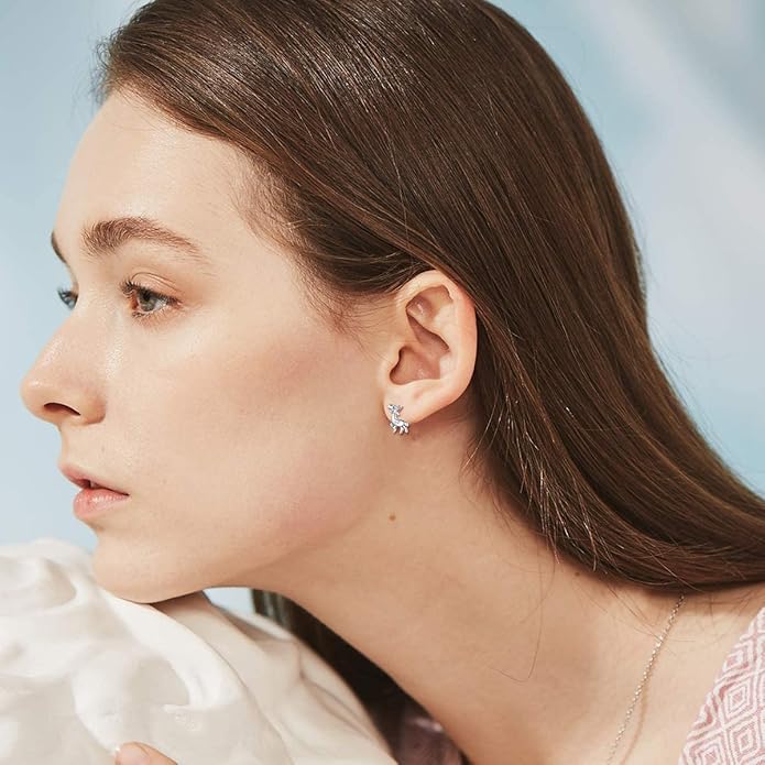 ChicSilver Hypoallergenic 925 Sterling Silver Cute Animal Earrings for Women Lovely Cat/Hedgehog/Turtle Stud Earrings for Sensitive Ears(with Gift Box)