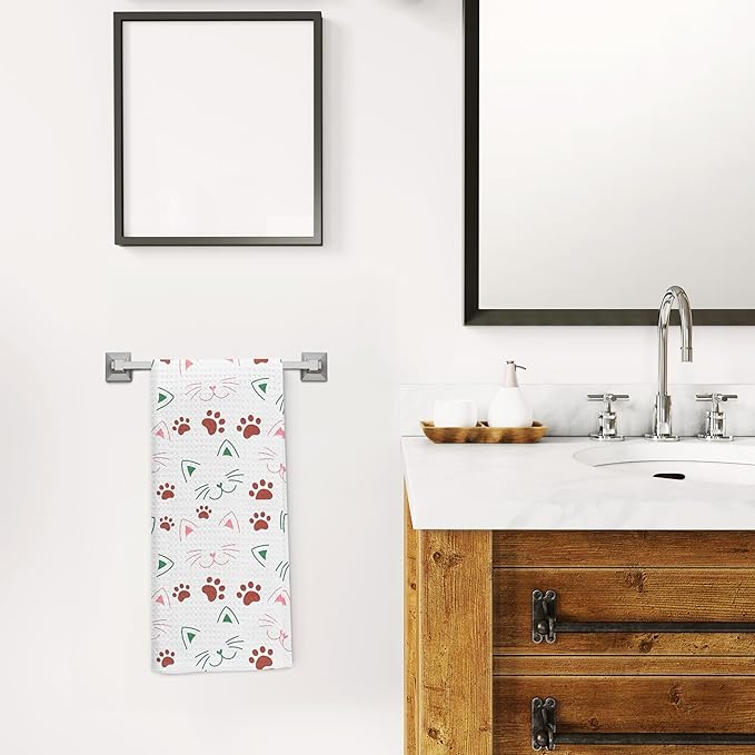Cat Decor Kitchen Towels,Cat Paw Towels Decor for Kitchen Bathroom Cars,Cat Decor for Home,Cat Lovers Gifts Kitchen Towels 16x24