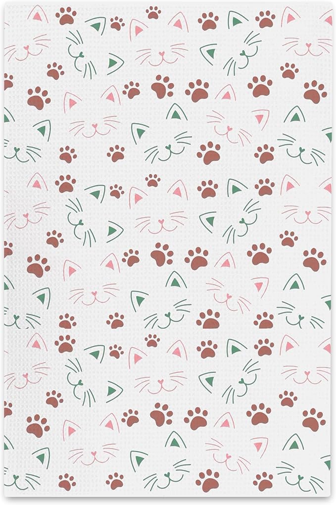 Cat Decor Kitchen Towels,Cat Paw Towels Decor for Kitchen Bathroom Cars,Cat Decor for Home,Cat Lovers Gifts Kitchen Towels 16x24