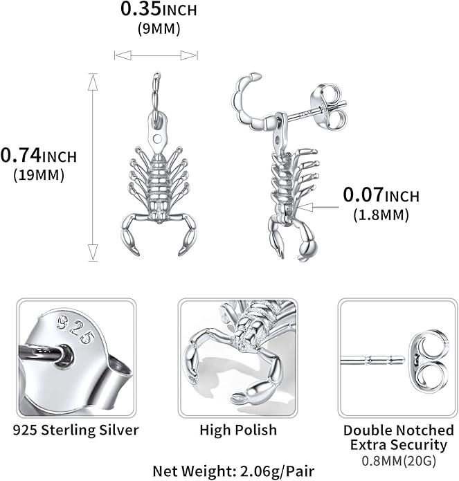 ChicSilver Hypoallergenic 925 Sterling Silver Cute Animal Earrings for Women Lovely Cat/Hedgehog/Turtle Stud Earrings for Sensitive Ears(with Gift Box)