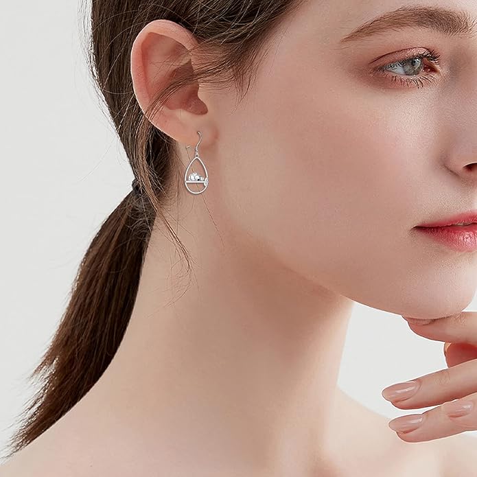 YFN Animal Earrings Sterling Silver Animal Heart Hoop Dangle Earrings Cute Jewelry Gifts for Women