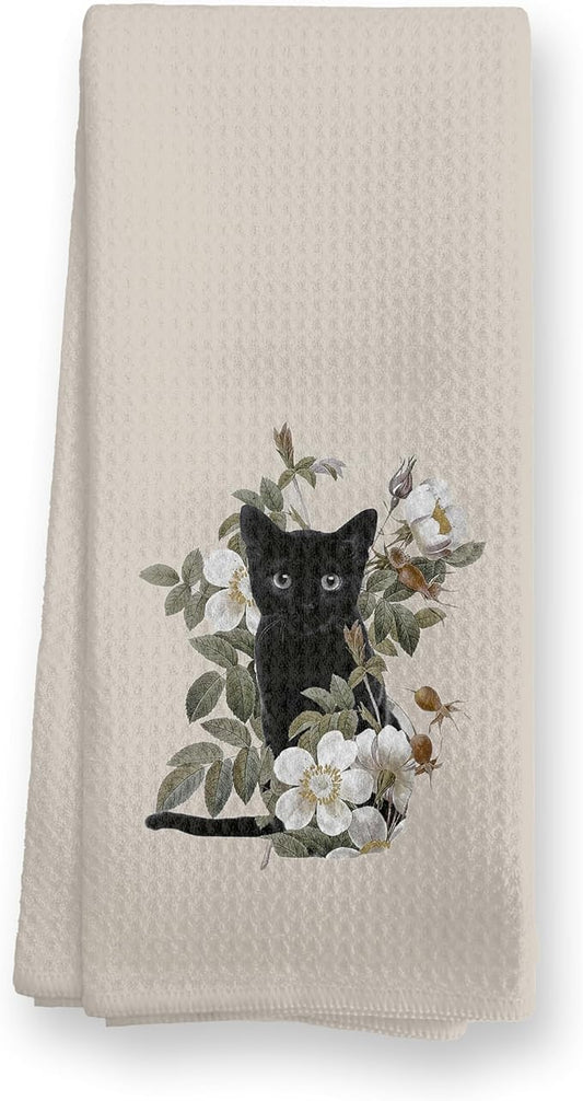 Black Cat Gifts Kitchen Dish Towels Hand Towels for Bathroom Kitchen Decor, Gifts for Cat Mom Lover Women,16x24 Inch